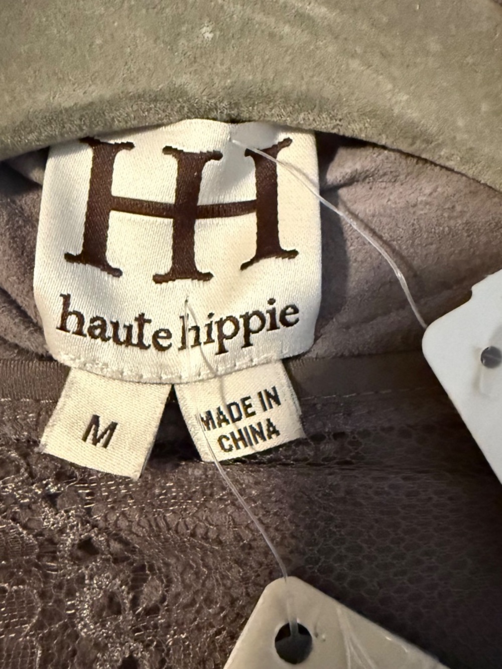 NWT Haute Hippie Suede Lace Open Front Cropped Jacket Size Medium Gray - Picture 12 of 14